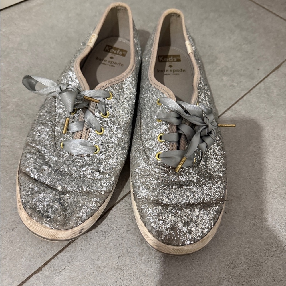 Keds Kate Spade Silver Glitter Low-Top Sneakers - Women's 8 U.S.